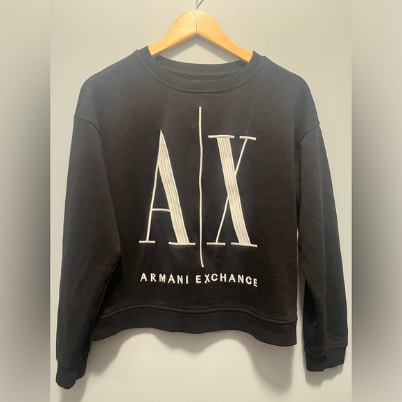 Armani Exchange, black crewneck with white logo, size small - Picture 2 of 5